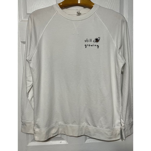 Next Level Apparel Tops - Next Level Apparel L White "Still Growing" Bee Floral Raglan‎ Sweatshirt Women's